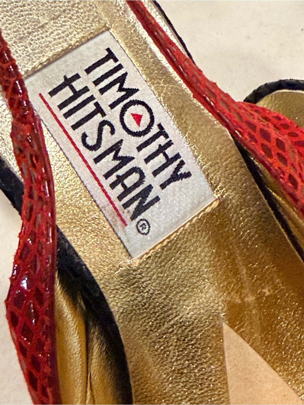 Vintage 1990s Timothy Hitsman Women’s Slingback Heels in Red & Black Size 9 - Picture 11 of 12
